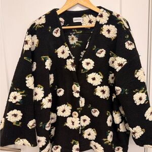 Vintage Floral Black Coat